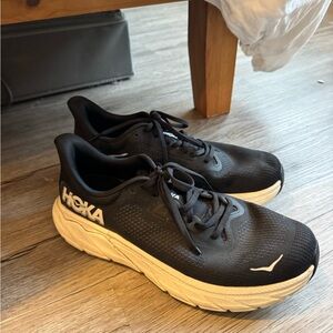 Hoka Black and Cream Athletic Shoes